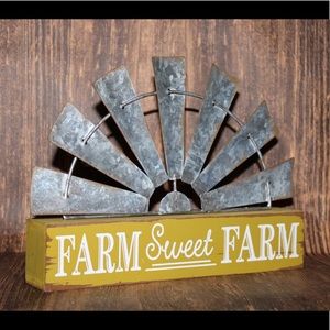 FARM SWEET FARM GALVANIZED WINDMILL SIGN NWT
